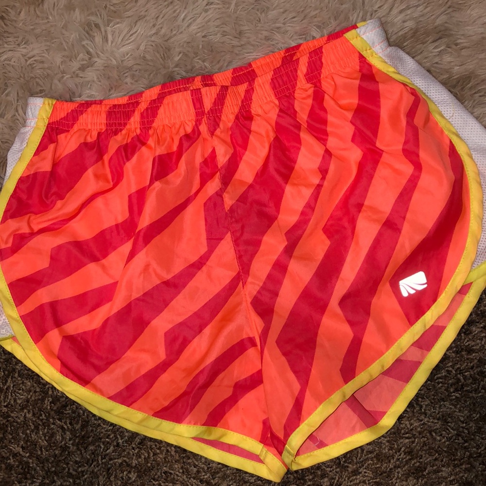 Neon Orange Yellow and White Running Shorts